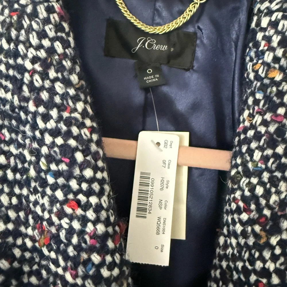 J. Crew Navy Speckled Wool-Blend Pea Coat - Picture 3 of 8
